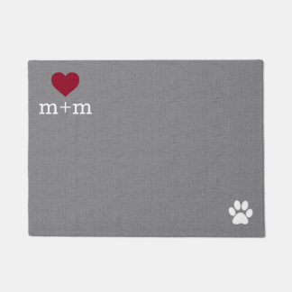 Personalised Heart Welcome Grey Pet Mat