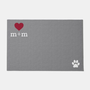 Personalised Heart Welcome Grey Pet Mat