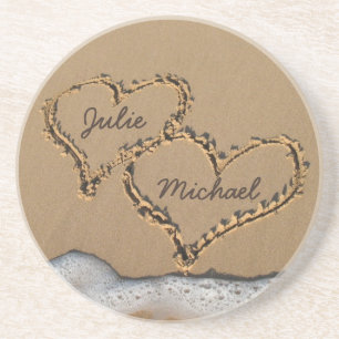 Personalised Hearts in the Sand coasters