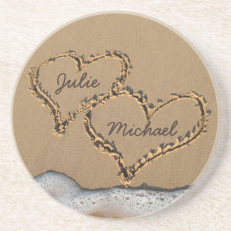 Personalised Hearts in the Sand coasters