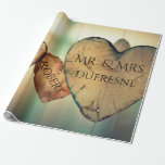 Personalised Hearts Wedding/Anniversary Wrapping Paper<br><div class="desc">Add a personal touch to your gift giving with this beautiful wooden heart gift wrap with last & first name personalisation.  A great wrap for weddings and anniversaries.</div>