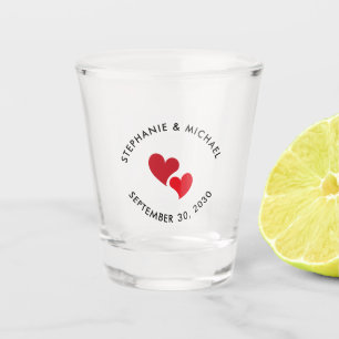 Personalised Hearts Wedding  Shot Glass