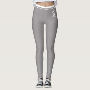Personalised Heathered Grey Striped White Monogram Leggings