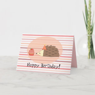 Personalised Hedgehog and Cupcake Card