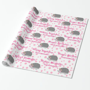 Personalised Hedgehog Birthday Wrapping Paper