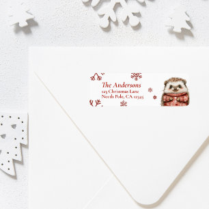 Personalised Hedgehog Christmas Return Label Return Address Label