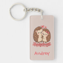 Personalised Hedgehog Hugs Keychain with Name