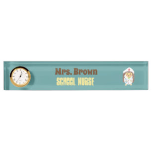 Personalised hedgehog school nurse desk nameplate