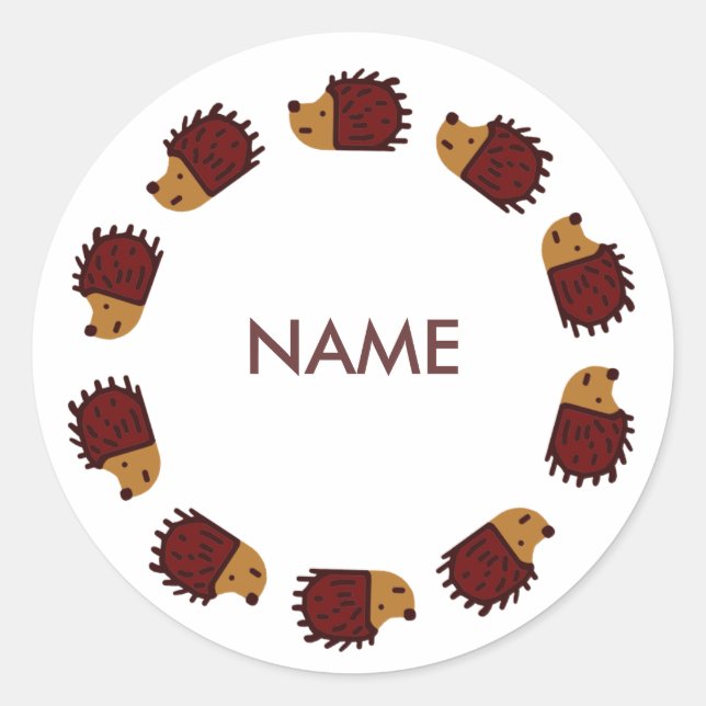 Personalised Hedgehog Sticker (Front)
