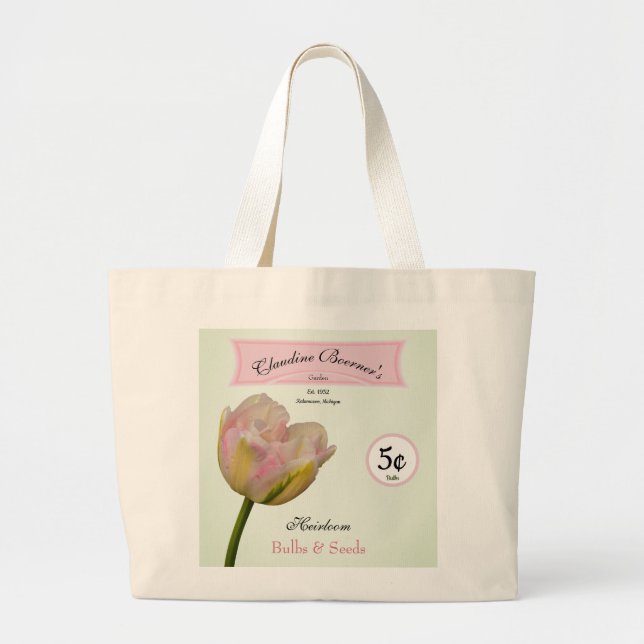 Personalised Heirloom Bulbs & Seeds Tulip Garden Large Tote Bag (Front)