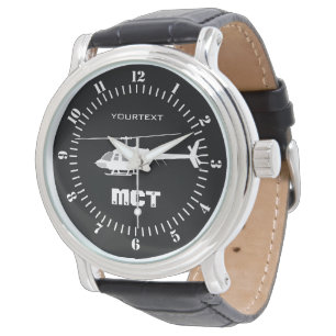 Personalised Helicopter Chopper Silhouette Flying Watch