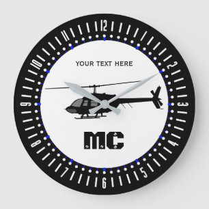 Personalised Helicopter Chopper Silhouette on a Large Clock