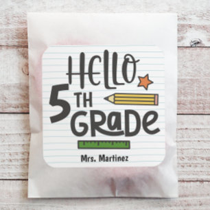 Personalised Hello 5th Grade Square Sticker