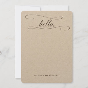 Personalised Hello Calligraphy Kraft Stationery Note Card