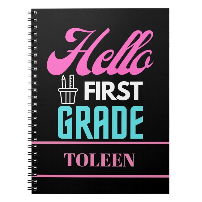Personalised  Hello First Grade                  Notebook (Front)