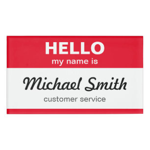 Personalised Hello My Name is Classical Red White Tag