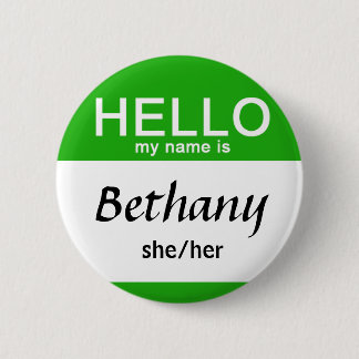 Personalised Hello My Name Is Custom Name Pronoun 6 Cm Round Badge