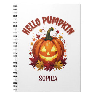 Personalised Hello Pumpkin Halloween Friend Gift Notebook