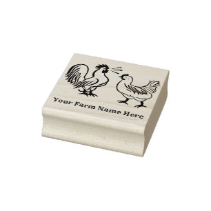 Personalised Hen and Rooster Chicken Farm Rubber Stamp