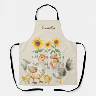 Personalised Hen Sunflower Watercolor Apron