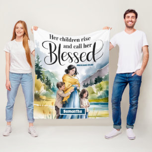 Personalised Her Children Rise Christian Women Fleece Blanket
