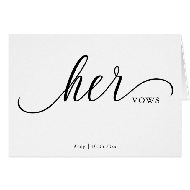 Personalised Her Vows Script Font Wedding Day Card (Front Horizontal)