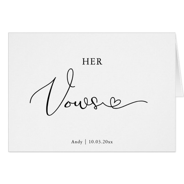 Personalised Her Vows Script Font Wedding Day Card (Front Horizontal)
