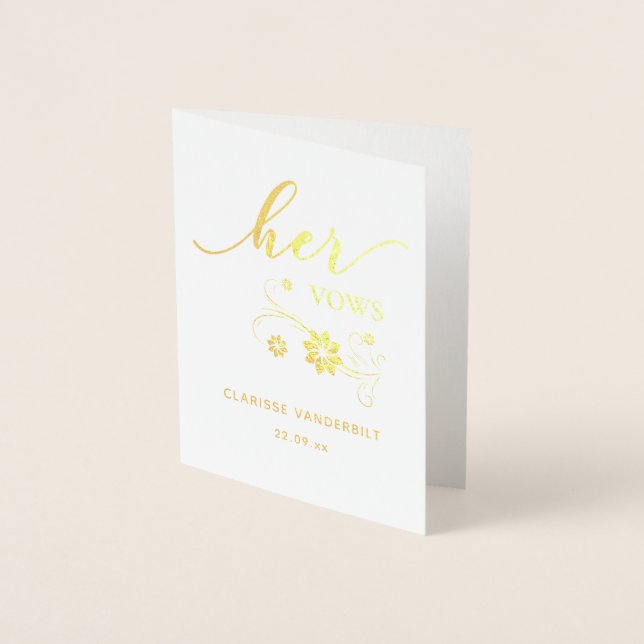 Personalised Her Wedding Vows Foil Card (Front)