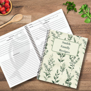 Personalised Herb Plant Pattern Family Recipe Notebook
