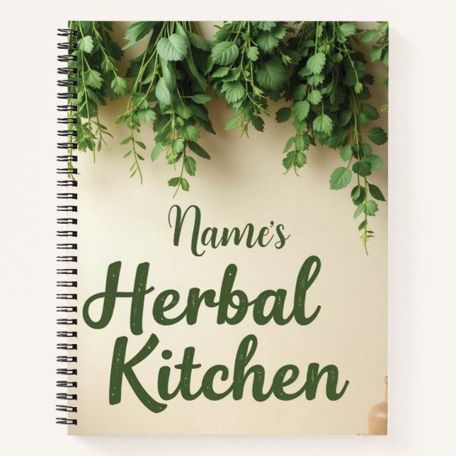 Personalised Herbal Kitchen Recipe Notebook (Front)