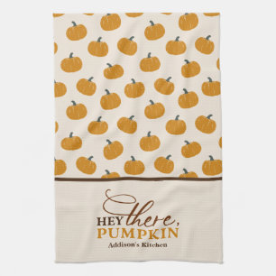 Personalised Hey There Pumpkin Apron Tea Towel