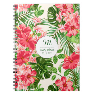 Personalised Hibiscus Flower Monogram S Notebook