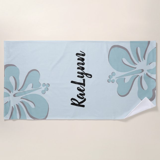 Personalised Hibiscus Flowers Beach Towel (Front)