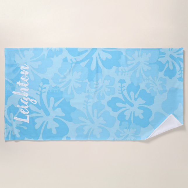Personalised Hibiscus Flowers Beach Towel (Front)