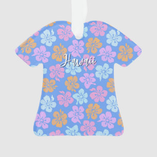 Personalised Hibiscus Pattern with Vacation Photo  Ornament