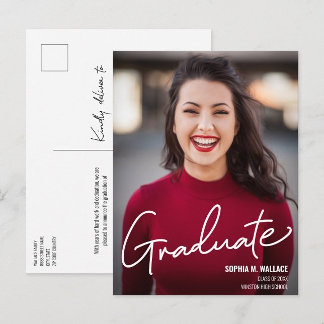 Personalised High School Class of Photo Announcement Postcard (Front/Back)