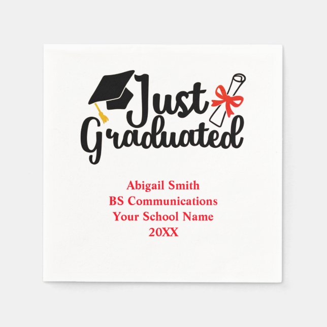 Personalised High School College Graduation Napkin (Front)