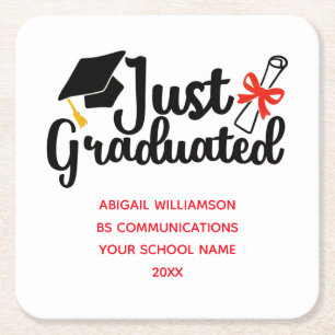 Personalised High School College Graduation Square Paper Coaster