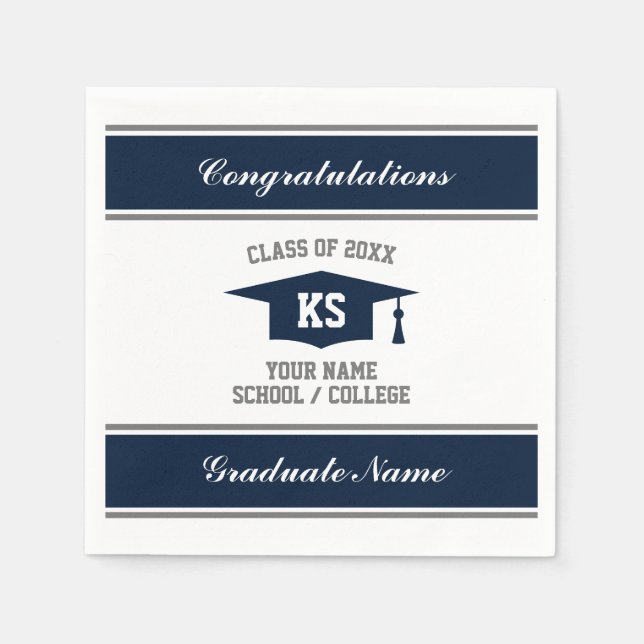 Personalised High School graduation party napkins (Front)