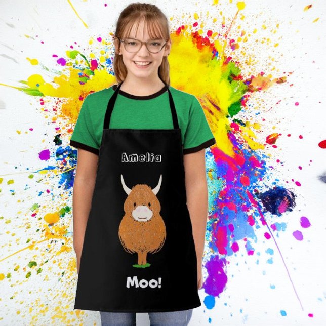 Personalised Highland Cow Apron (Creator Uploaded)