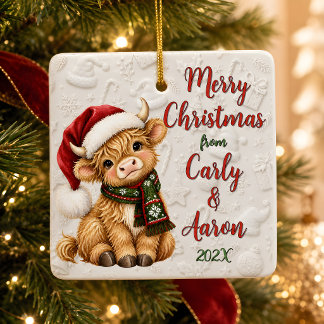 Personalised Highland Cow Christmas Ornament