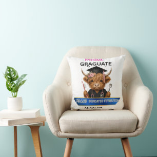 Personalised Highland Cow Dental Hygienist Graduat Cushion