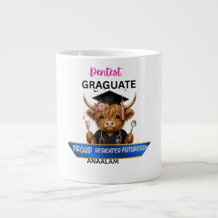 Personalised Highland Cow Dental Hygienist Graduat Large Coffee Mug