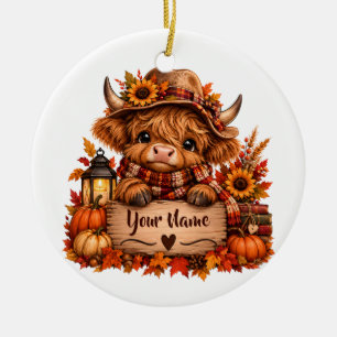 Personalised Highland Cow Fall Ornament