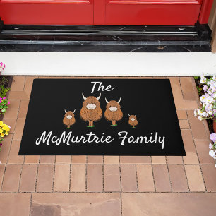 Personalised Highland Cow Family Door Mat