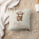 Personalised Highland Cow Name Pillow<br><div class="desc">Add some cosy charm to your home with this personalised highland cow name pillow! This plush pillow features a cute highland cow design with your choice of name printed on it. This highland cow pillow is perfect for farmhouse decor, nursery decor, or as a gift for someone who loves cows....</div>