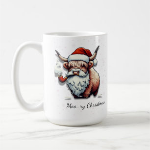 Personalised Highland Cow Santa Coffee Mug
