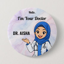 Personalised Hijab Doctor Name Button
