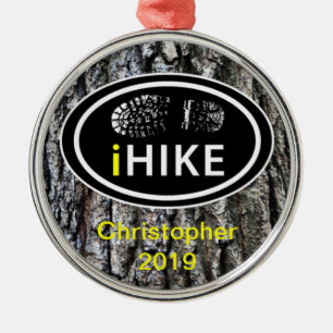Personalised Hiking "iHIKE" Tree Bark Ornament
