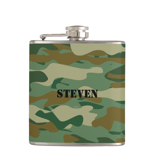 Personalised hip flask | Camouflage pattern design (Front)